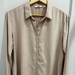 Uniqlo rayon shirt neutral stripe S